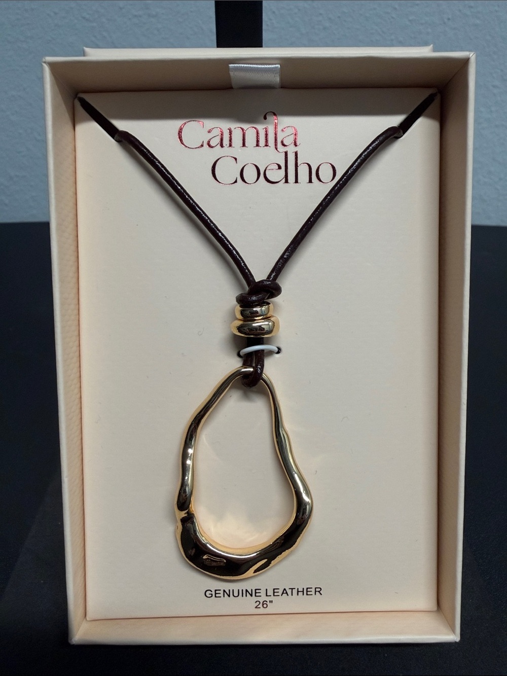 Camila Coelho | Leather Gold Tone Adjustable Pendant Necklace ✨